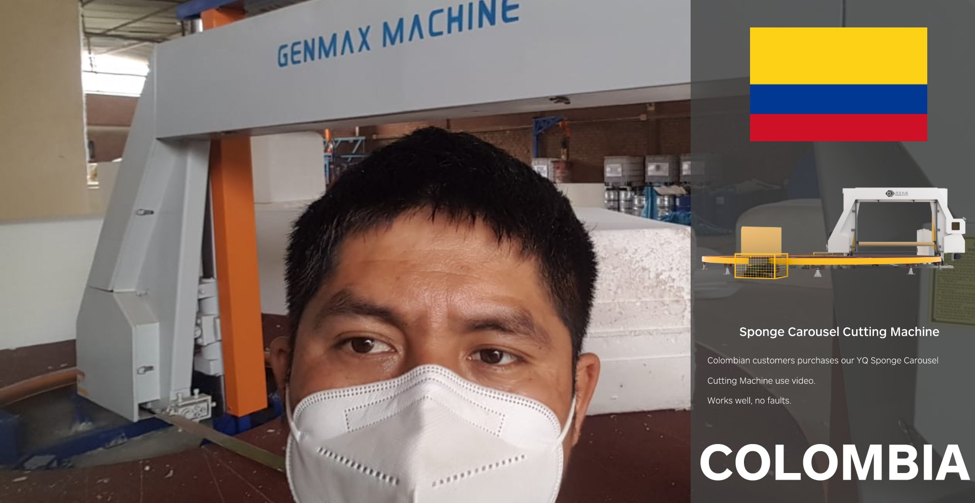 Máquina Genmax - Máquina cortadora de carrusel de esponja YQ de ​​un cliente de Colombia