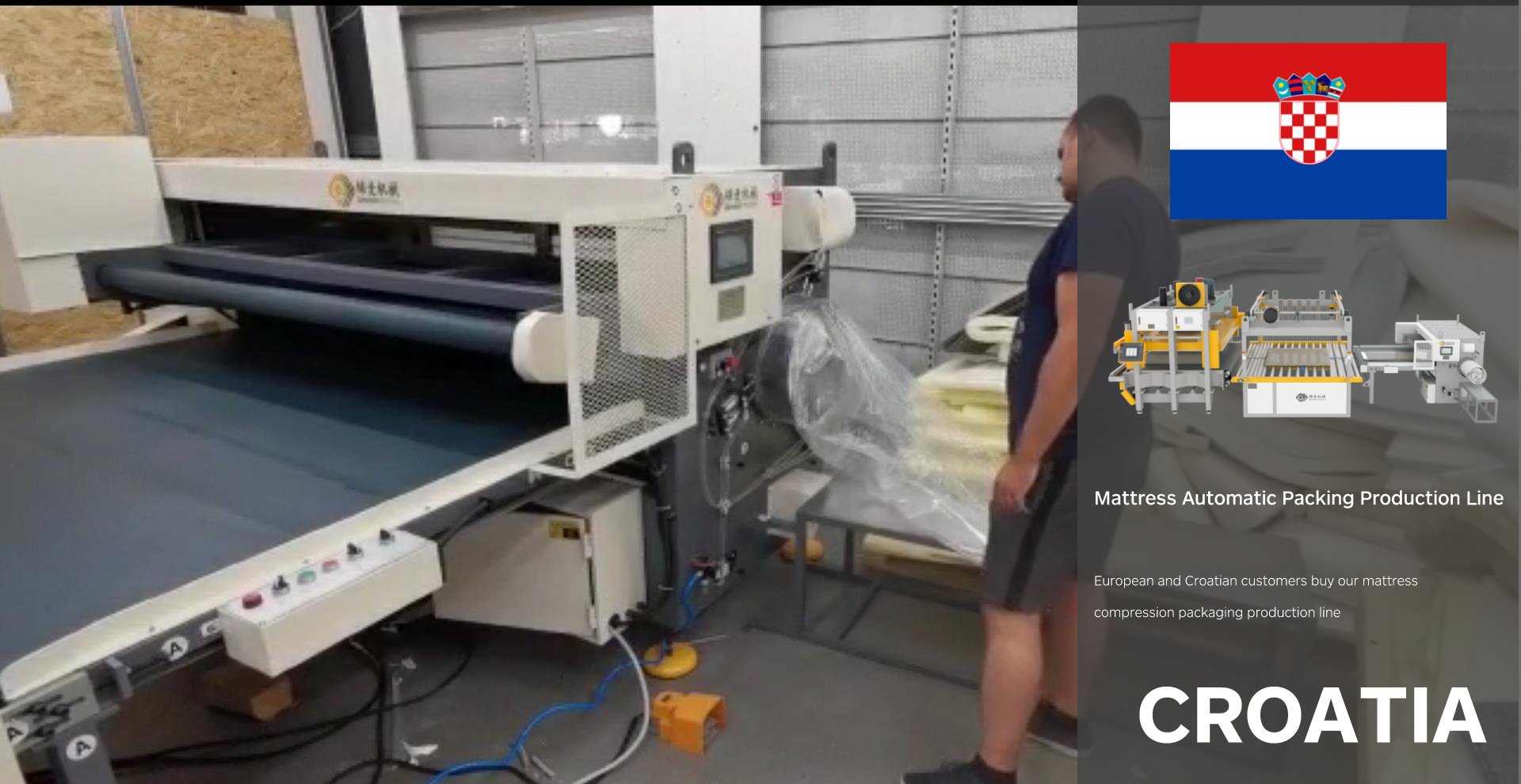 Máquina Genmax - Línea de producción de embalaje automático de colchones MFP-450 de un cliente de Croacia